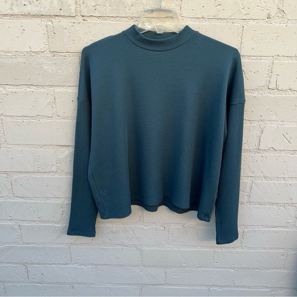Eileen Fisher Cozy Waffle Knit Mock Neck Box-Top - Picture 14 of 17